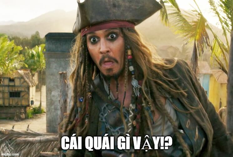 Cú giật mình của Jack Sparrow khiến gương mặt trở nên vô cùng meme-worthy.