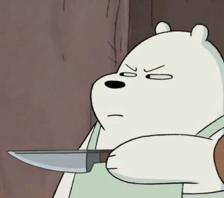 Meme gấu cầm dao kiểu “đòi nợ” nhưng trông cực lầy lội