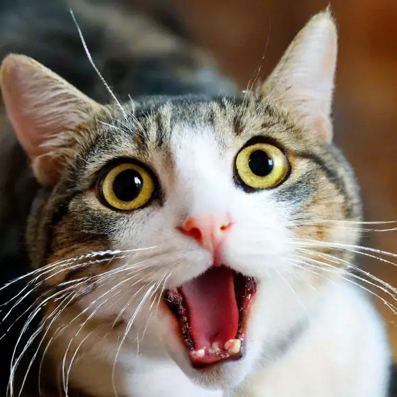 Biểu cảm mèo hoảng hốt cực mạnh, nhìn là biết có biến xảy ra.