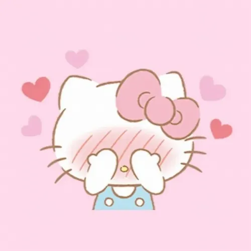 Ảnh meme Hello Kitty ánh mắt bẽn lẽn nép lại trong khung hình