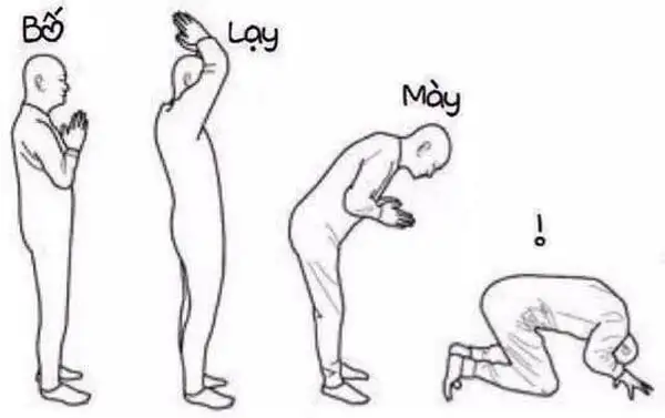 Bố lạy mày: Meme quỳ lạy 4 bước cụ thể