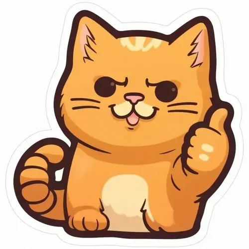 Ảnh troll mèo tán thành nhẹ mô tả ngón cái nhỏ nâng lên đầy đáng yêu