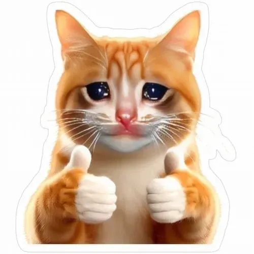 Hình meme mèo mướp cổ điển mô tả bàn chân mềm đưa lên rất tự nhiên