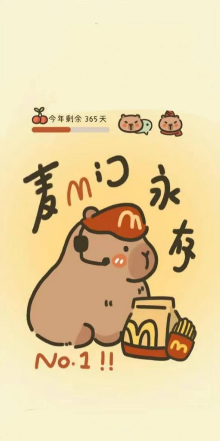 Capybara chibi cosplay nhân viên giao Mc Donald