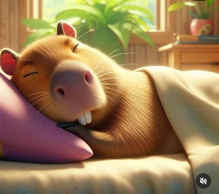 Capybara chibi đang ngủ dễ thương