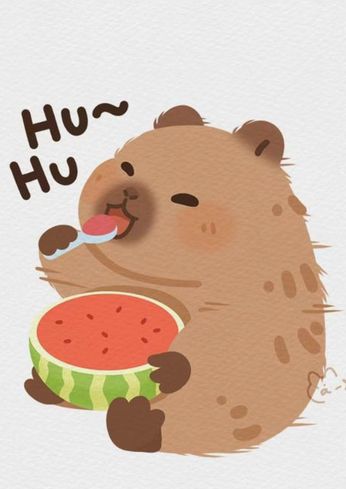 Capybara chibi ăn dưa hấu cực chill