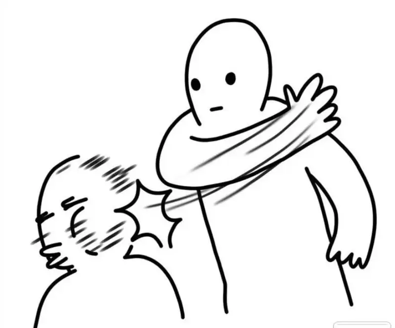 Meme đánh hội đồng với tay chân bay loạn như múa lân.