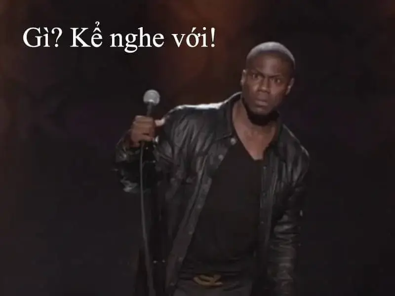 Hình meme anh da đen với ánh mắt ngơ ngác siêu hài hước.