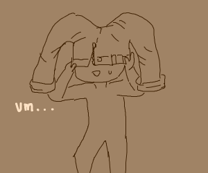 Ảnh hài hước với chiếc quần nhăn nhúm nhưng thái độ thì ngẩng cao đầu.