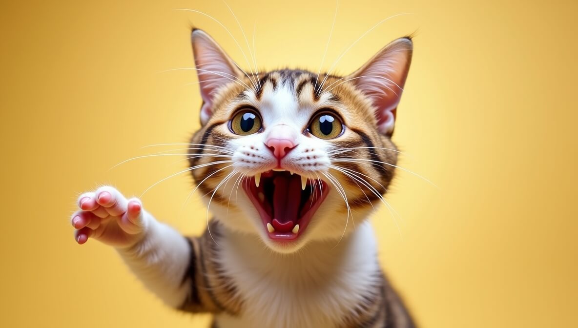 Ảnh meme mèo giật mình bật dậy như vừa nghe tiếng mở túi đồ ăn vặt.