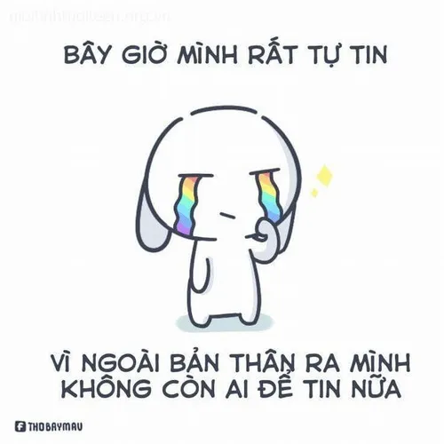 Hình meme thỏ bảy màu đặt nhịp hài mạng Gen Z