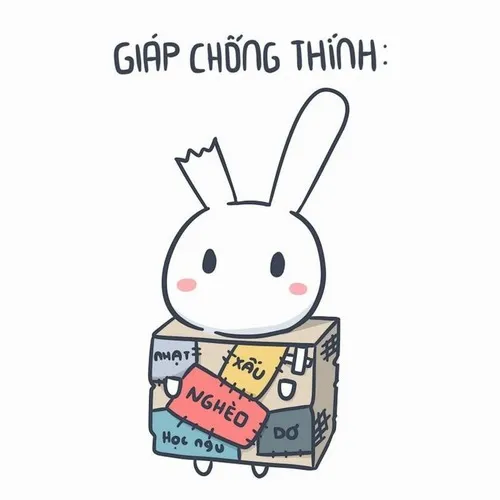 Hình chế thỏ trắng dễ thương bật mảng màu trắng