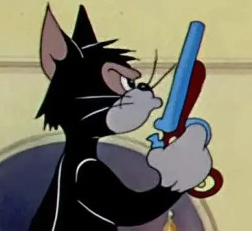 Hình troll mèo căng cho thấy dáng thủ thế đầy uy lực.