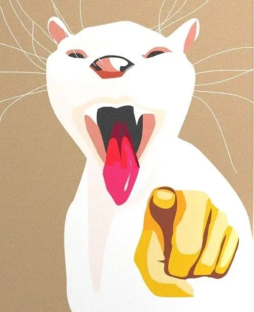 Hình meme hài mèo hí hửng gắn tiếng cười nhỏ cực sinh động.