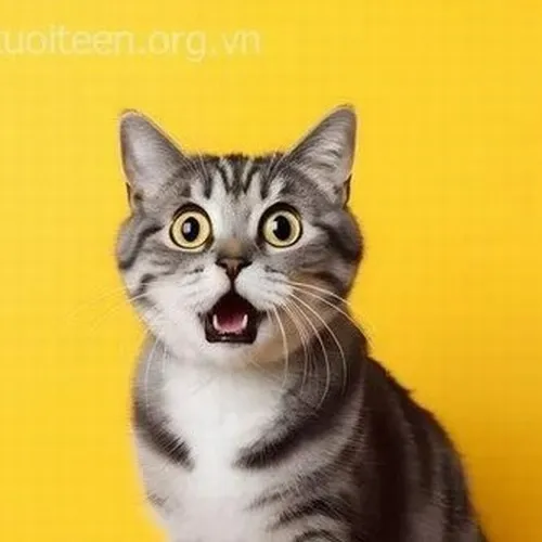 Hình troll mèo giật bắn diễn thân hình nhỏ bé co lại