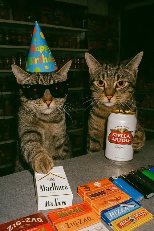 Meme chế mèo mướp góc bếp nằm nghiêng cạnh dĩa mồi nghi ngút