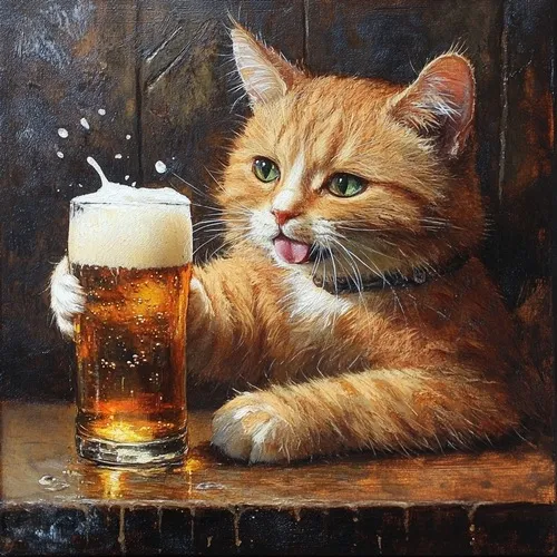 Hình troll mèo ngất ngây nổi bật vẻ liêu xiêu sau vị malt đậm