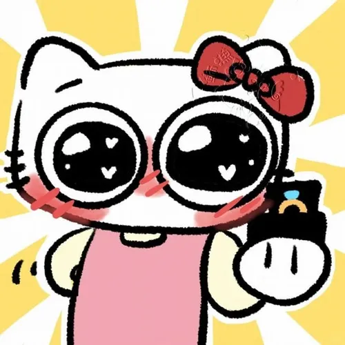 Hình đại diện ngầu Hello Kitty vô tri giữa khoảng trống tạo điểm nghỉ pastel