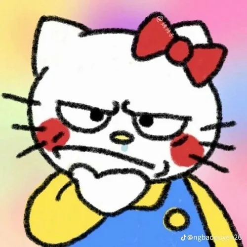 Ảnh trang cá nhân Hello Kitty vô tri nhờ đường nét đơn giản tĩnh lặng