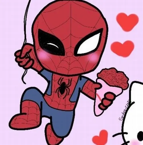 Hình đại diện đôi Người Nhện và mèo Kitty cute đồng bộ