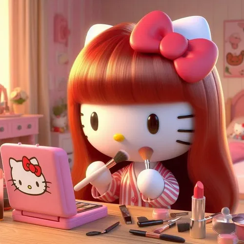 Hình avatar cute đậm ảnh đại diện kitty hồng kèm hiệu ứng candy pop