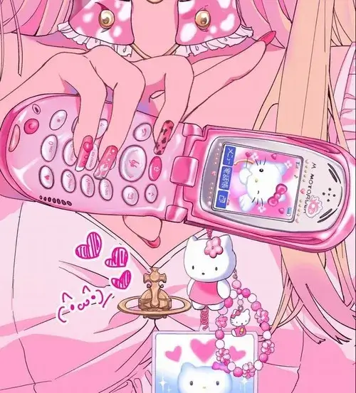 Ảnh profile kitty chất phong cách Y2K cùng đường viền ánh kim nhấn mạnh retro