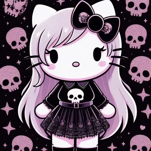 Hình profile vibe bubble vibe kết hợp nơ Kitty và ánh neon cực nữ tính