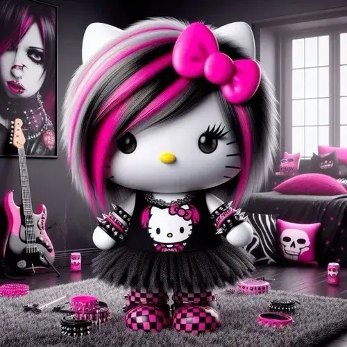 Khám phá ảnh đại diện Hello Kitty Y2K với hiệu ứng chrome nhẹ đầy hoài niệm