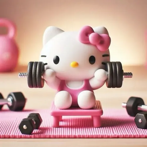 Ảnh vui mèo Kitty cơ bắp flex dáng tự tin khoe lực cực kỳ hài
