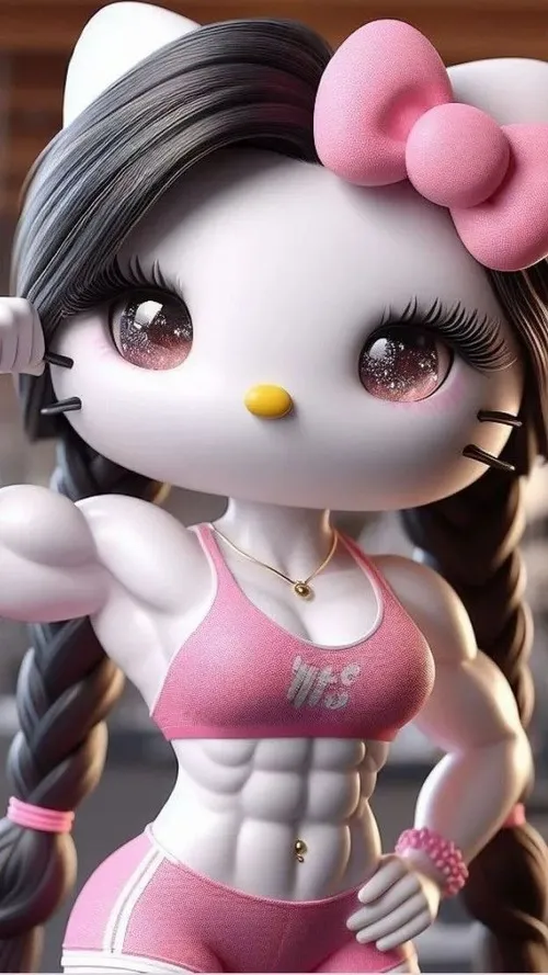 Bộ ảnh meme Kitty cơ bắp bá đạo hợp phản ứng khi muốn khoe thành quả tập gym.