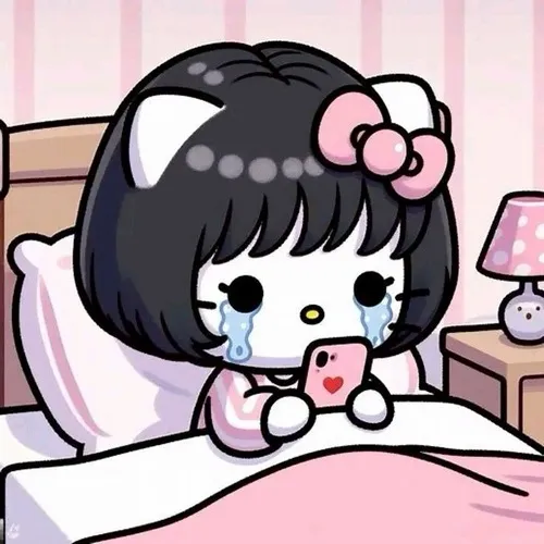 Hello Kitty khóc với giọt nước mắt dịu nhẹ.