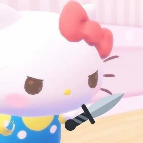 Meme mèo Hello Kitty giật mình trước ánh đèn phòng ngủ