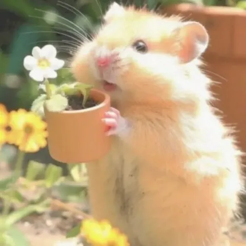 Hình meme hài chuột hamster dáng tròn ôm hạt tạo nét đáng yêu