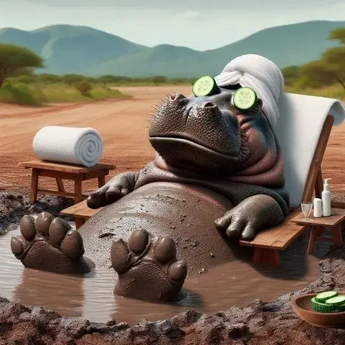 Ảnh troll hà mã mũm mĩm gợi hà mã phun nước cực dí