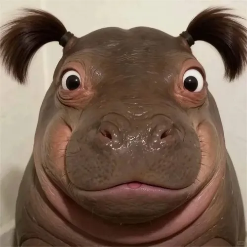 Meme hà mã mặt đơ liên tưởng lợn rừng bên dòng sông