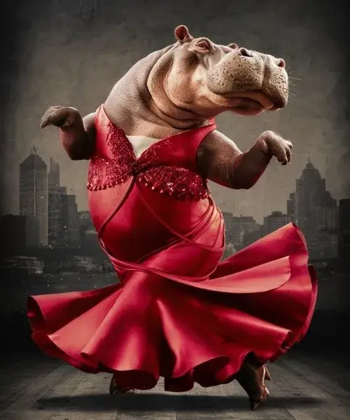 Ảnh meme vui hà mã tròn khắc họa bãi bùn mịn ven bờ