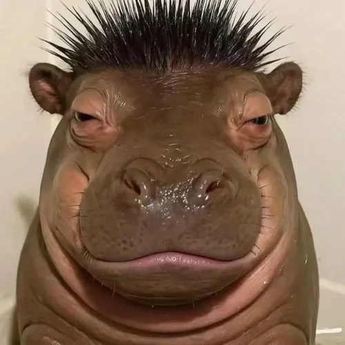 Ảnh hài hà mã ngố mô tả mặt nước lăn tăn buồn cười