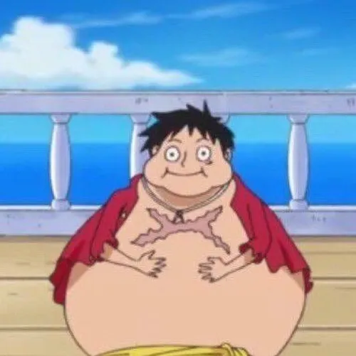 Ảnh vui Luffy Mũ Rơm vung tay trượt ngã nhưng vẫn rất lạc quan dí dỏm.