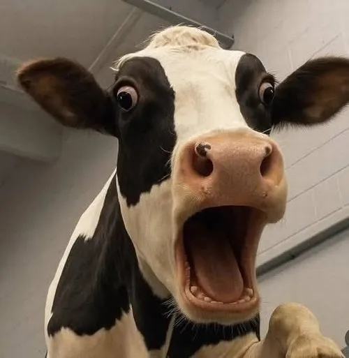 Hình chế meme vui chú bò nằm thiền tỉnh giữa mây chiều nhẹ.