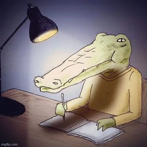Hình meme hài cá sấu làm rõ mõm bè khi nằm sưởi