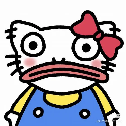 Ảnh avatar Hello Kitty vô tri đứng trong khung ảnh pastel đơn giản nhẹ