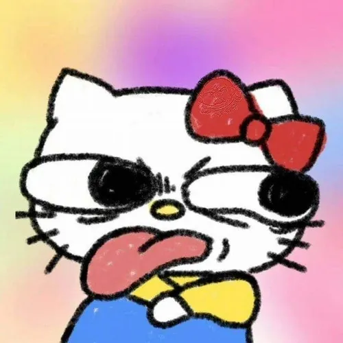 Hình profile cute Hello Kitty vô tri giữa bố cục cận mặt pastel cực nhẹ