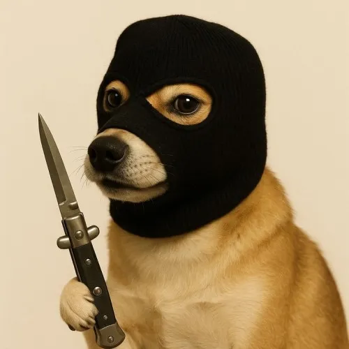 Hình meme hài bé Shiba nâng súng ngang tầm mặt rất đều