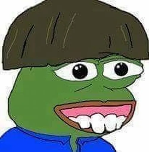 Hình meme hài ếch xanh cười nhẹ dù mặt vẫn mệt.