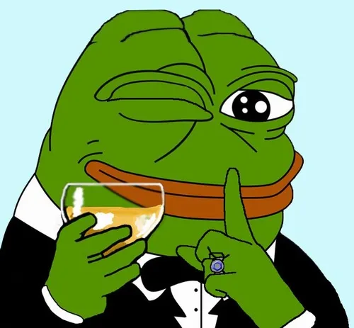 Meme chế ếch xanh cười nham hiểm bằng môi cong.