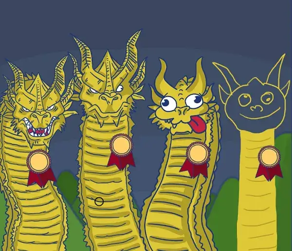 Meme rồng ba đầu phô diễn cảm giác một đứa trái khoáy chen vào