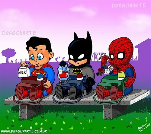 Meme chibi Batman Superman và Spiderman