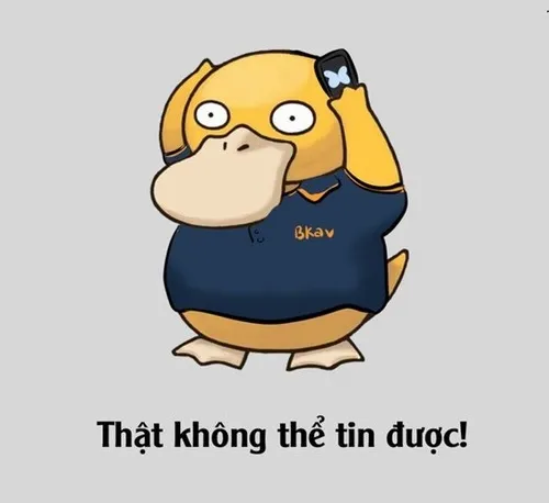 Ảnh troll vịt nhỏ thể hiện dáng ngẩng đầu ngạc nhiên.